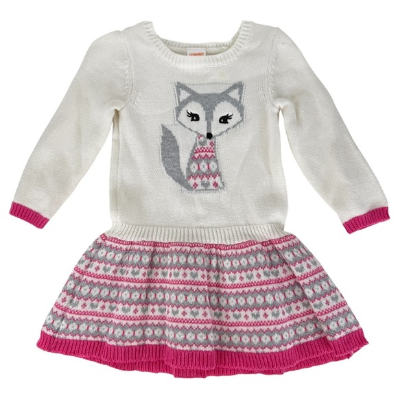 Gymboree Other - Gymboree Toddler Girl Knit Sweater Dress White Fox Fair Isle Size 12-18 Months